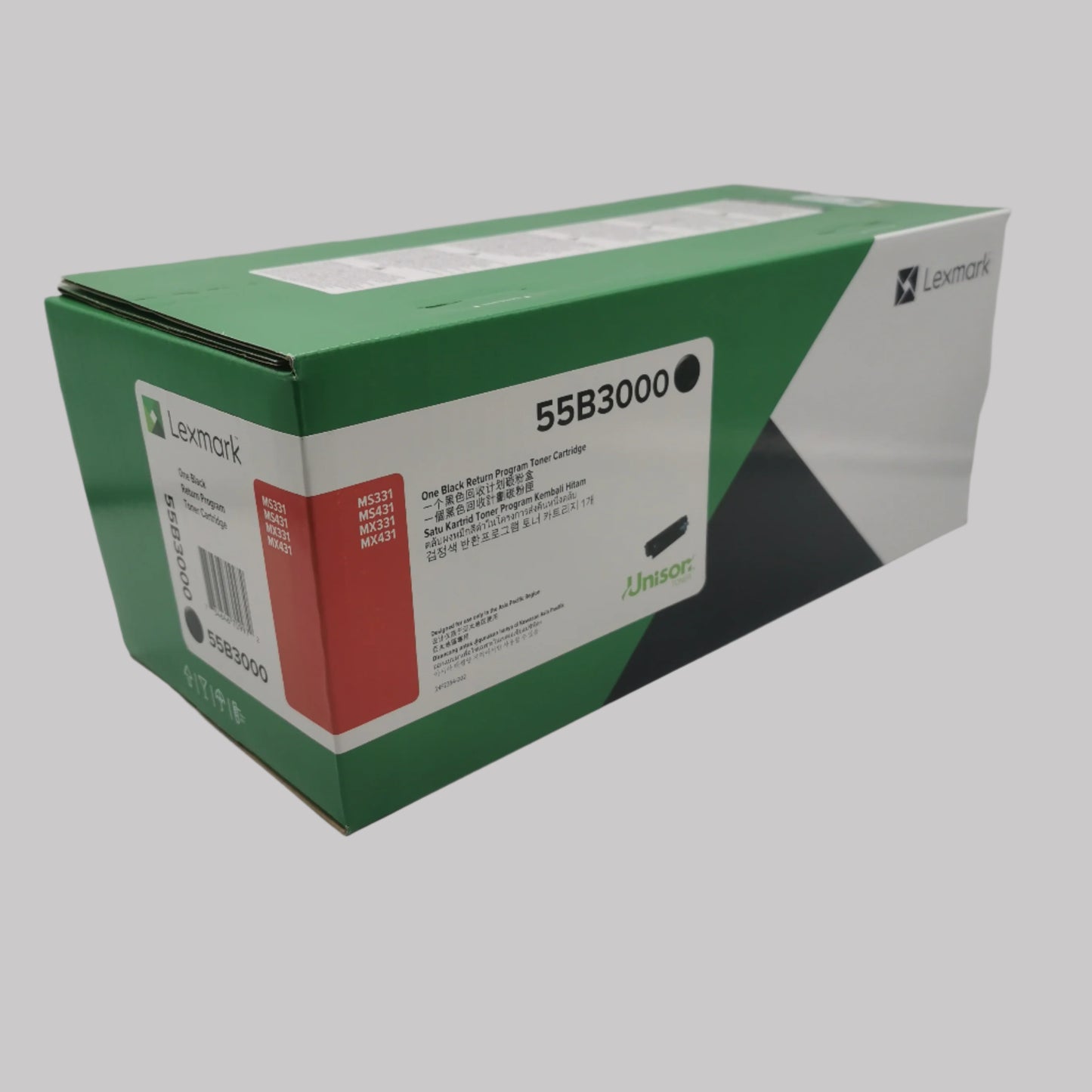 Lexmark 55B3X00 Toner Cartridge Yield 20,000 pages.