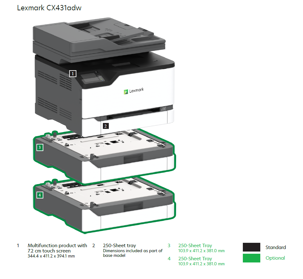 CX431adw Lexmark A4 Color Multi Function Printer