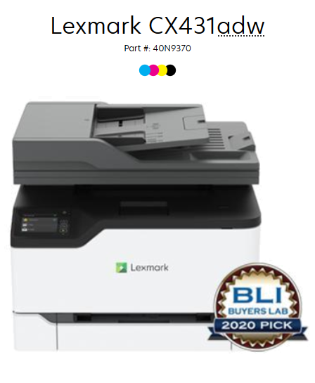 CX431 adw Lexmark Printer bundle with Additional CMYK Toner set.