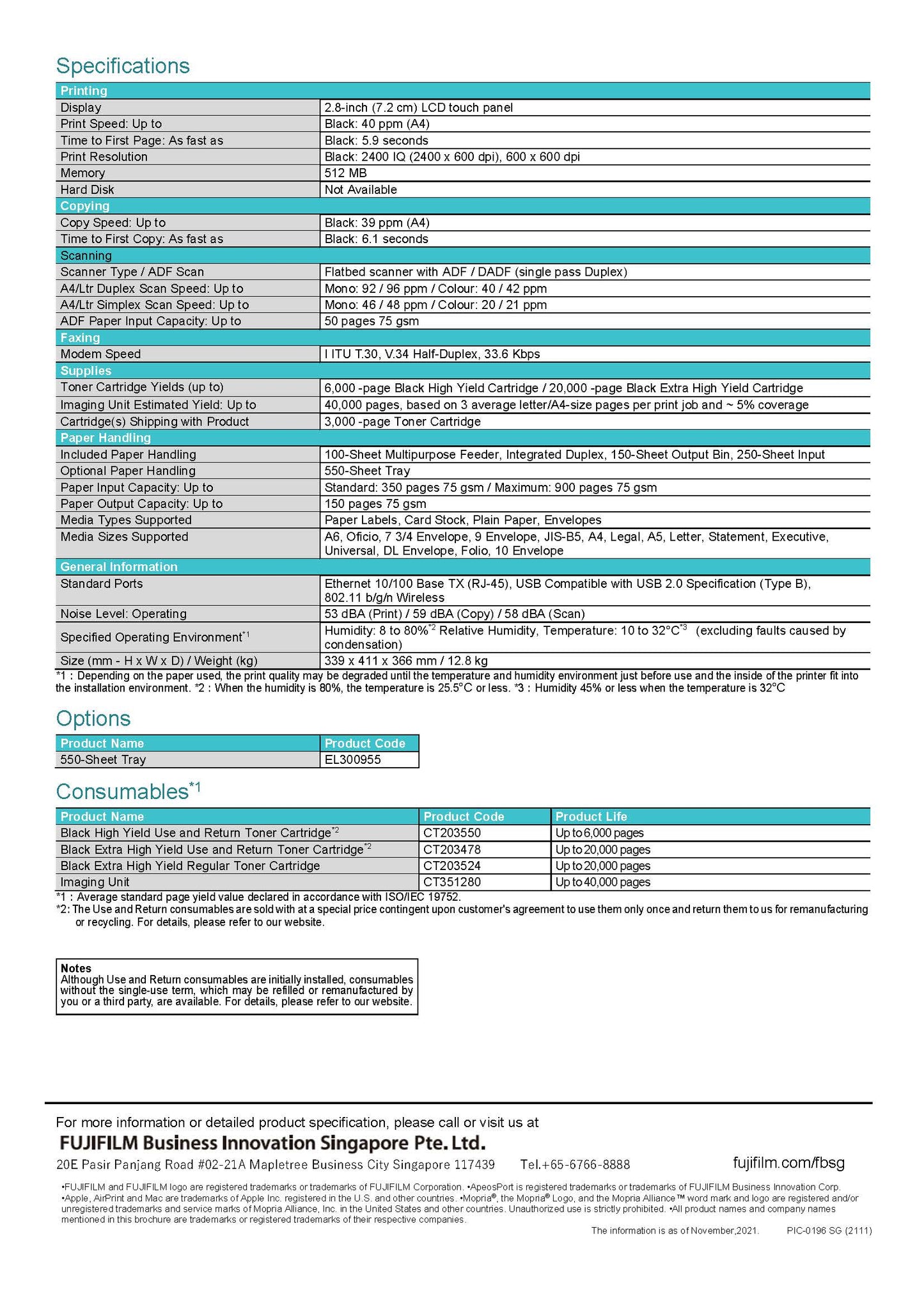 CT203550, 6000 pages CT203478 20,000 pages Toner cartridge Apeos 4020sd printer.