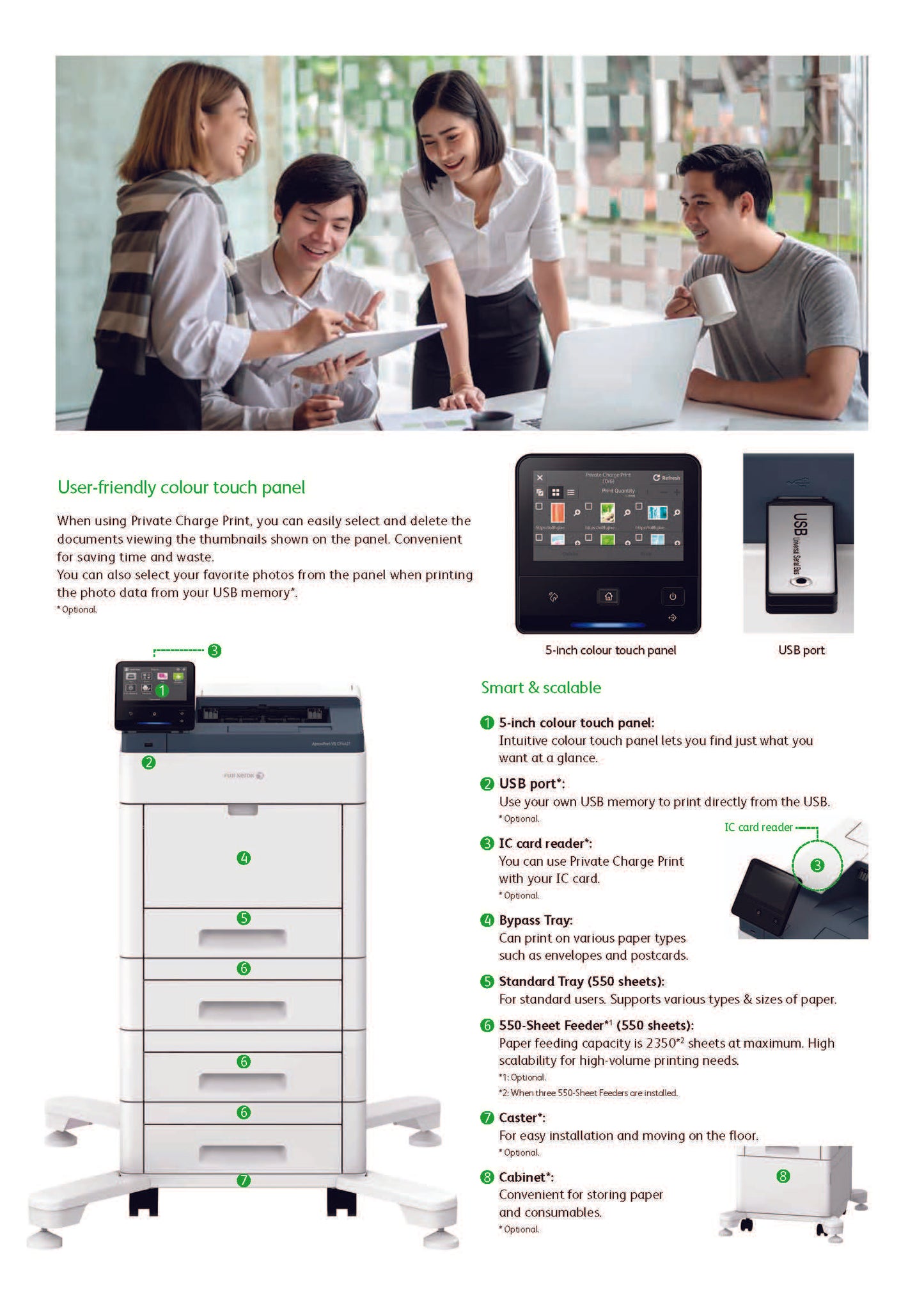 FujiFilm Ap7 CP4421 A4 color Printer 40ppm. 3 years on-site warranty.