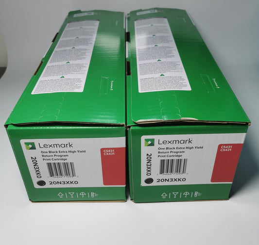 20N3XK0 x 2pcs Lexmark toner High capacity. Black Yield 12,000 ( 6000 pages per toner )