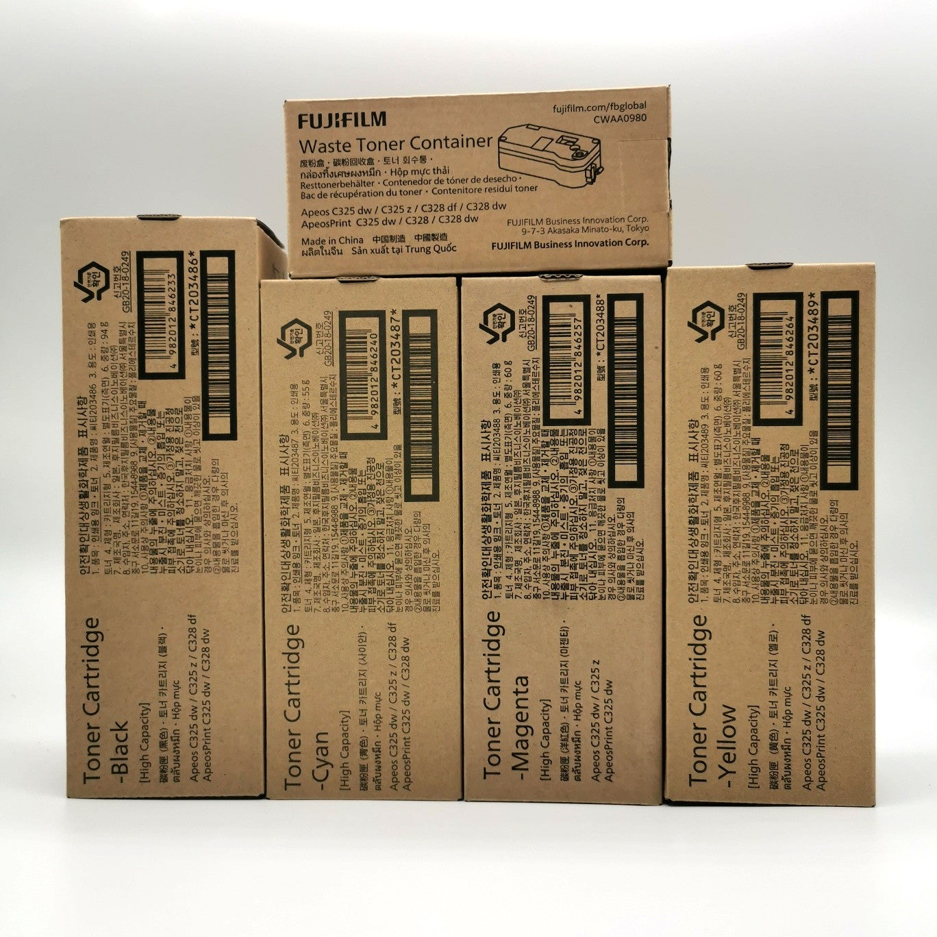 Apeos C325z Original Toner Cartridge. CT203486(K), CT203487(C), CT203488(M) and CT203489(Y)