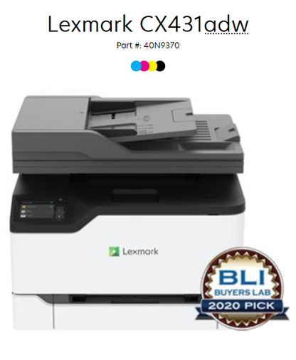 CX431 adw Lexmark Printer bundle with Additional CMYK Toner set.